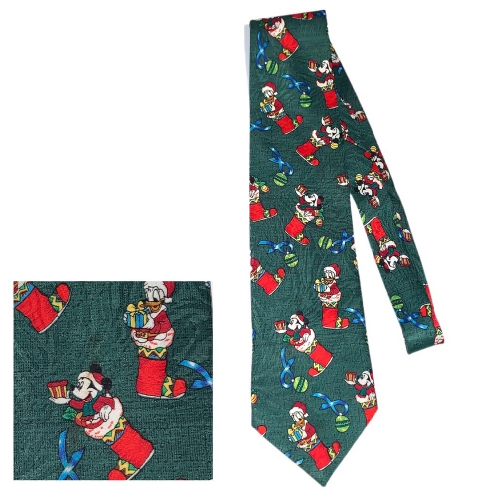 Vintage Mickey Unlimited Christmas Mickey Mouse Donald Duck Holiday Tie